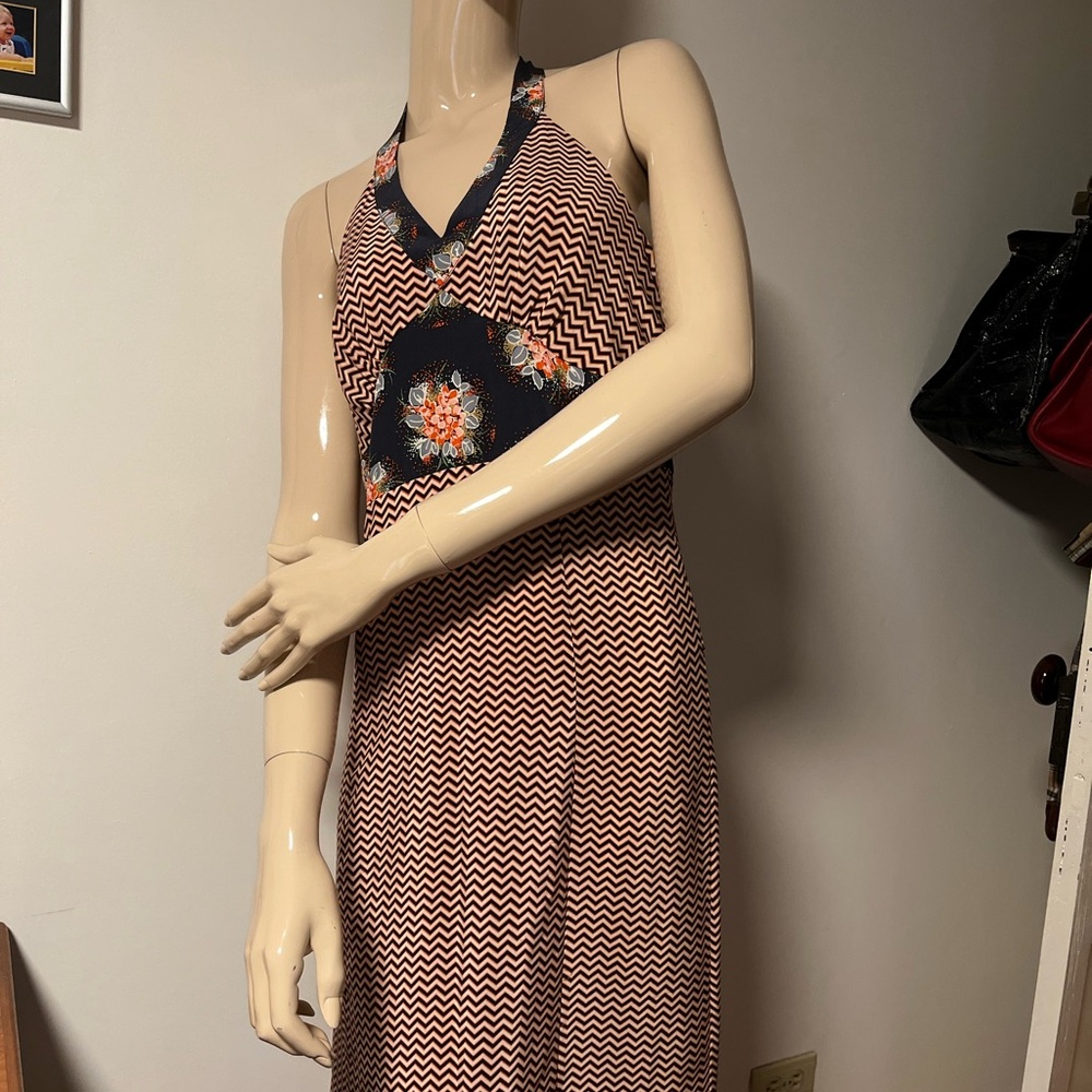 Elegant Chevron Halter Dress